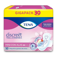 Tena Toallas Mujer Mini Con Alas Paquete X 30 Unidades