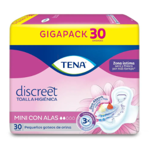Tena Toallas Mujer Mini Con Alas Paquete X 30 Unidades Tena Toallas Mujer Mini Con Alas Paquete X 30 Unidades