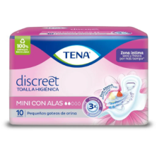 Tena Toallas Mujer Mini Con Alas Paquete X 10 Unidades