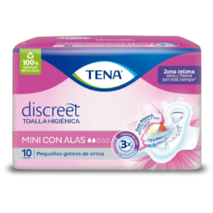 Tena Toallas Mujer Mini Con Alas Paquete X 10 Unidades