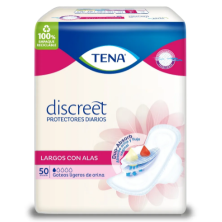 Tena Protectores Diarios Largos Con Alas Caja X 50 Unidades 