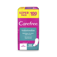 Carefree Todos Los Días Protectores Sin Perfume Paquete X 100 Unidades 