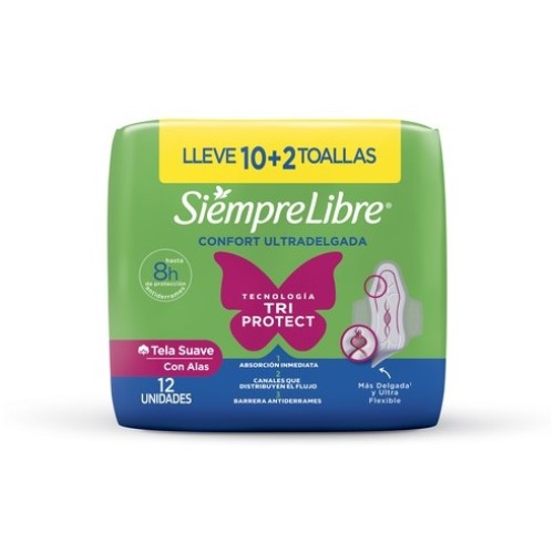 Stayfree Adapt plus Ultra-delgada con Alas Paquete X 12 Toallas 