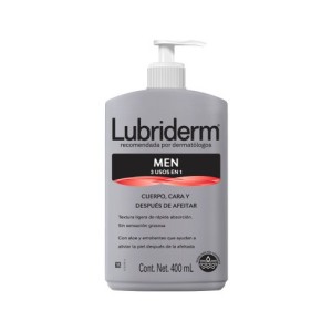 Lubriderm Men 3 en 1 crema para cuerpo, cara y después de la afeitada Frasco X 400 Ml 