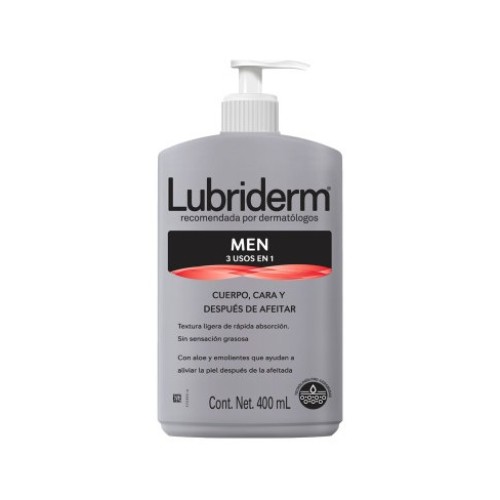 Lubriderm Men 3 en 1 crema para cuerpo, cara y después de la afeitada Frasco X 400 Ml 