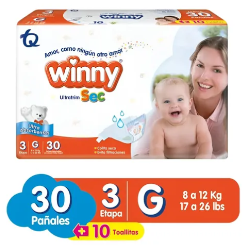 Winny Ultra Sec Etapa 3 Paquete 30und +10 toallitas  (MAXIMO 3 X CLIENTE)