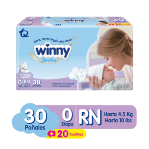 Winny sensitive gold etapa 0 Paquete 30 Unidades+20 toallitas  (MAXIMO 3 X CLIENTE)
