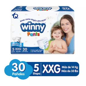 Winny pants pañales etapa 5 Paquete 30 Unidades (MAXIMO 3 X CLIENTE)