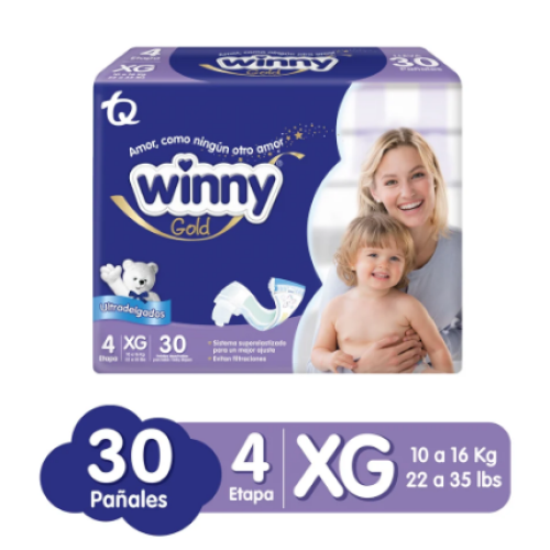 Winny Gold Pañales Etapa 4 Paquete X 30 Unidades  (MAXIMO 3 X CLIENTE)