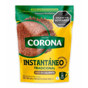 Chocolate corona Instantáneo tradicional Bolsa x 200 gr 