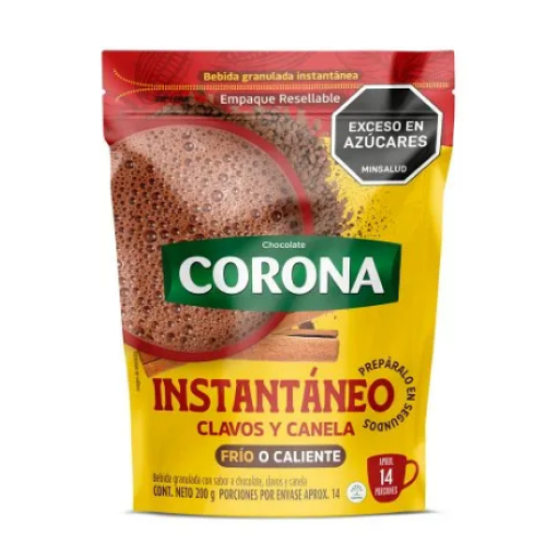 Chocolate corona Instantáneo clavos y canela Bolsa x 200 gr 