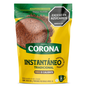 Chocolate corona Instantáneo tradicional Bolsa x 500 gr 