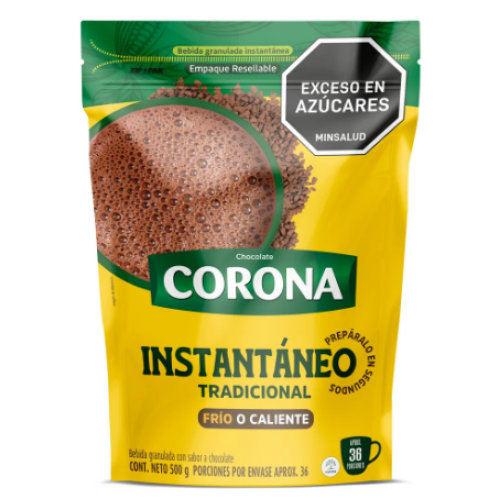Chocolate corona Instantáneo tradicional Bolsa x 500 gr 