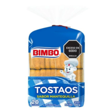 bimbo tostadas sabor a mantequilla x 20 unidad (300 gr)