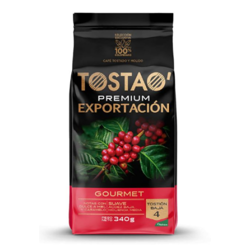Tostao Café tostado y molido premium exportación gourmet X 340 Gr