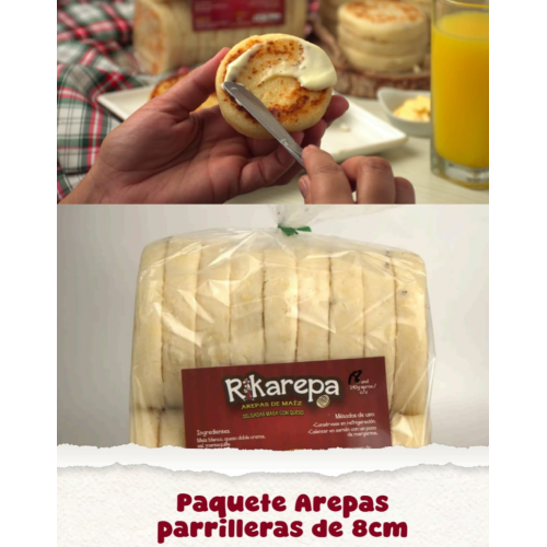 arepas parrilleras rellenas de queso x 18 unidades