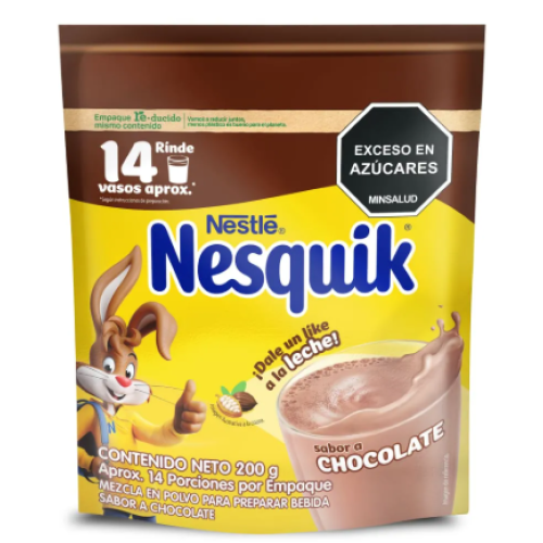Nesquik Mezcla en polvo para preparar sabor a chocolate Bolsa X 200 Gramos