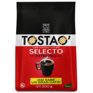 Tostao Café tostado y molido selecto Intenso Bolsa X 200 Gramos