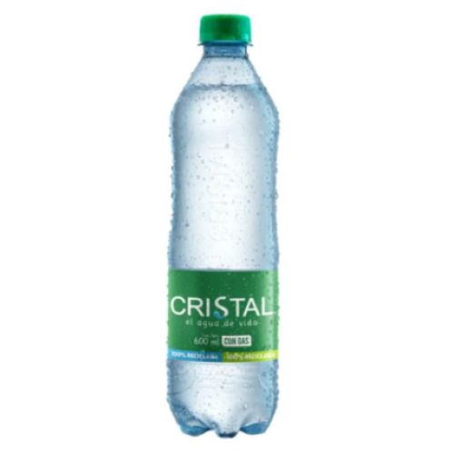 agua cristal con gas x 600 ml