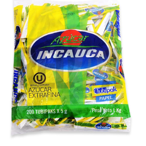 Azúcar Incauca paquete X 1 Kg (200 tubipack de 5 gr)