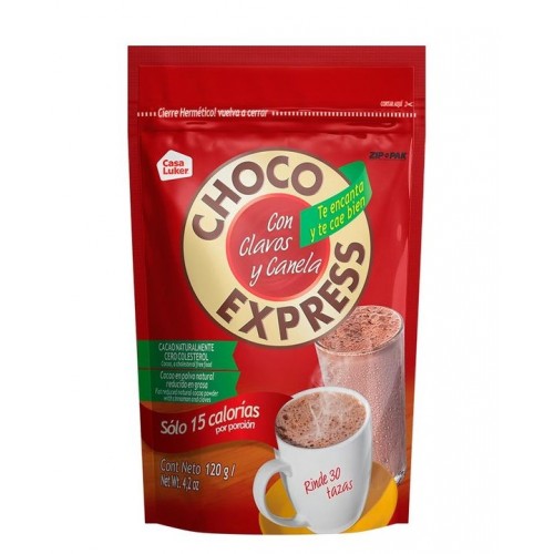 Choco express cacao en polvo con clavos y canela Doy pack X 120 Gramos 