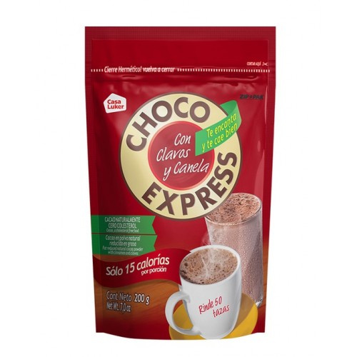 Choco express cacao en polvo con clavos y canela Doy pack X 200 Gramos 