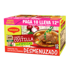 Maggi caldo con costilla con especias Desmenuzado Caja X 12 Sobres (108 Gramos)