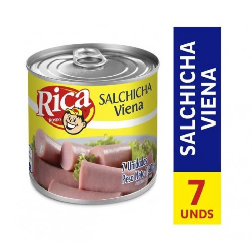 Salchicha Viena Rica 7 Unidades Lata X 150 Gramos