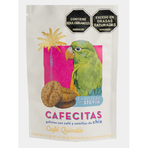 Cafecitas galletas con semillas de chía endulzado con stevia Bolsa X 100 Gramos 