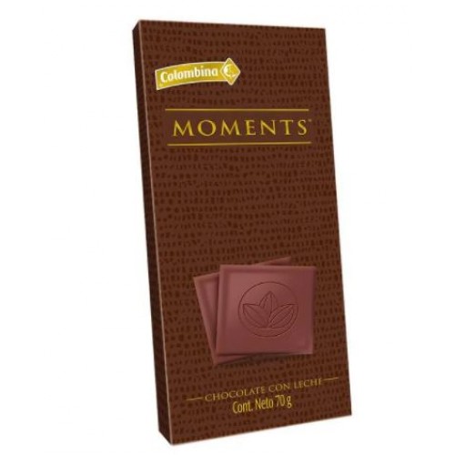Moments Barra de chocolate con leche Caja X 70 Gramos 