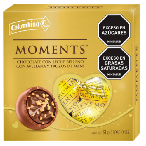 moments chocolate rellenos caja x 6 unidades (84 gr)