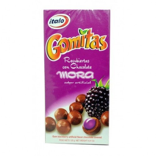 Gomitas Recubiertas con chocolate Sabor Mora Italo Caja X 125 Gramos 