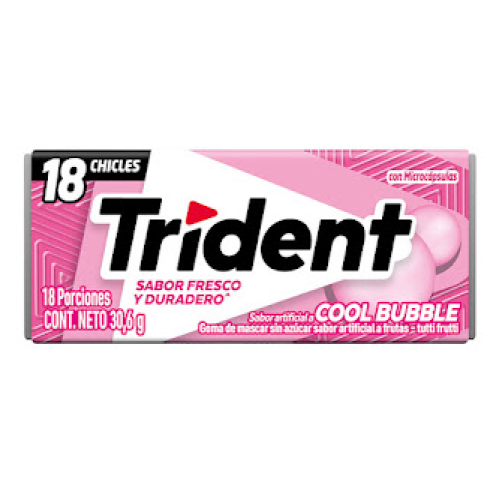 Trident chicles Cool Bubble Paquete X 18 Unidades