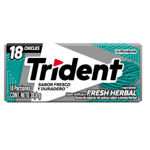 trident chicles fresherbal 30.6gr x 18 unidades