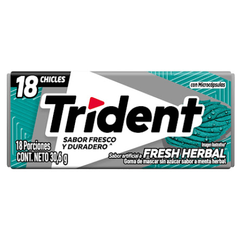 trident chicles fresherbal 30.6gr x 18 unidades