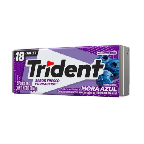 trident chicles mora azul x 30.6gr x 18 unidades