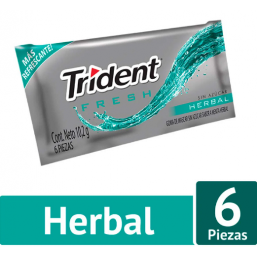 Trident Fresh Herbal goma de mascar sin azúcar Sobre X 6 Unidades 