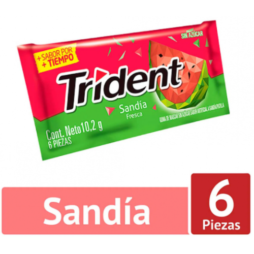 Trident Sandia goma de mascar sin azúcar Sobre X 6 Unidades 