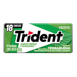 trident chicles yerbabuena x 30.6gr x 18 unidades