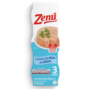 Zenú Lomos de Atún en agua Lata 3 Unidades X  240 Gramos (80 gr)