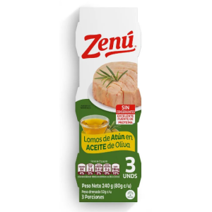 Zenú Lomos de Atún en aceite de oliva X 3 unidades 240 Gramos (80 gr) 