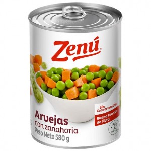 Zenú Arvejas con zanahoria sin conservantes Lata X 580 Gramos 