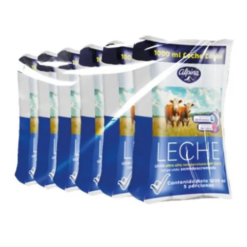 Alpina Leche larga vida semidescremada Paquete X 6 Unidades (1000 ml c/u)
