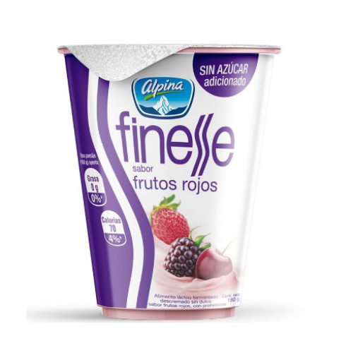 Yogurt Finesse sin azúcar adicionado X 180 Gramos (sabores surtidos)