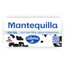 alpina mantequilla sin sal x 125 gr