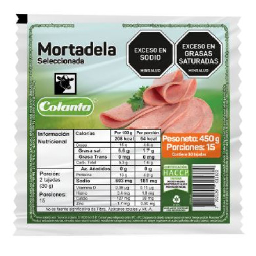 Mortadela seleccionada Colanta Paquete X 450 Gramos 