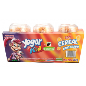 Yogur Kid con cereal Azucarado Paquete X 3 Unidades 