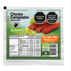 chorizo campesino colanta x 450 gr