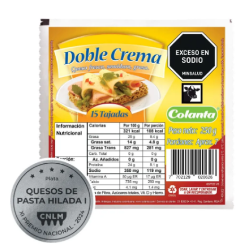 colanta queso doble crema x 250 gr