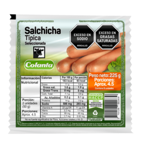 salchicha tipica x 225 gr